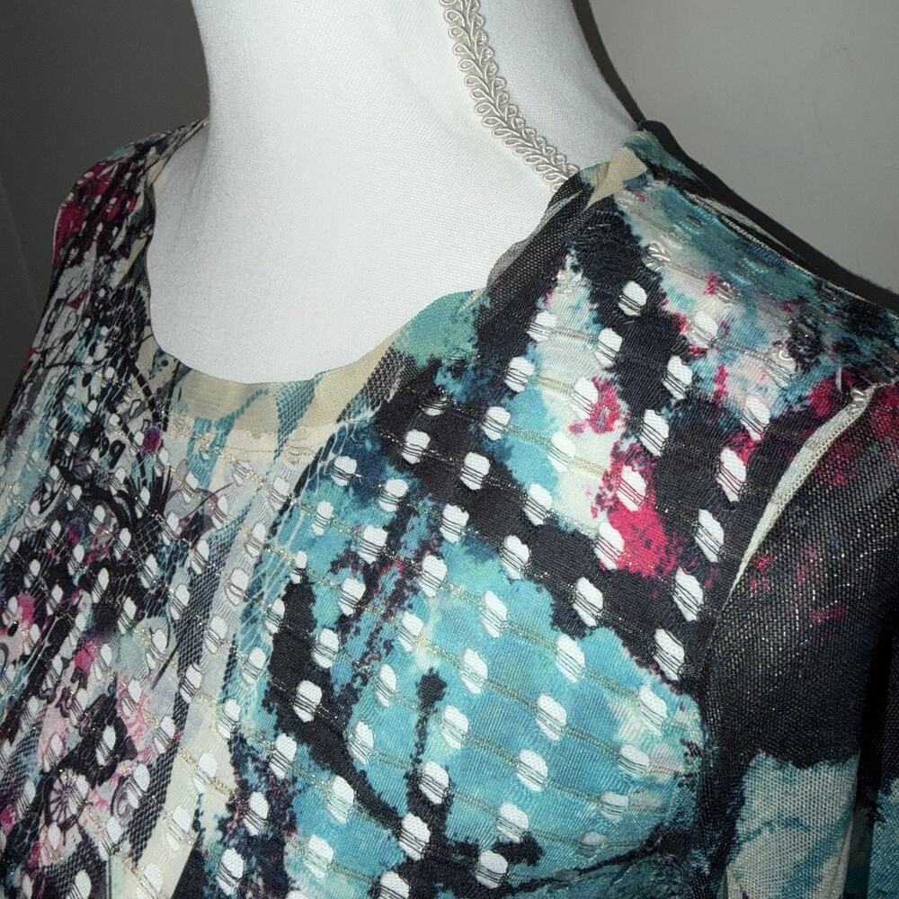 Alberto Makali Women’s Long Sleeve Tunic Blouse Size M Metallic Multicolor Y2K - Picture 4 of 9